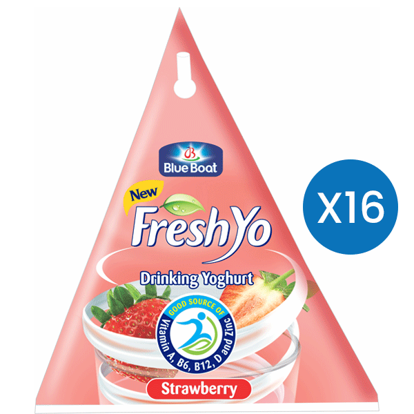 Blue Boat Fresh Yo Strawberry Yogurt Sachet 115ml x16